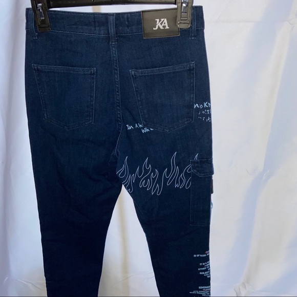 Skinny Graffiti High Waist Knee Rip Cargo Jeans - Picture 8 of 9